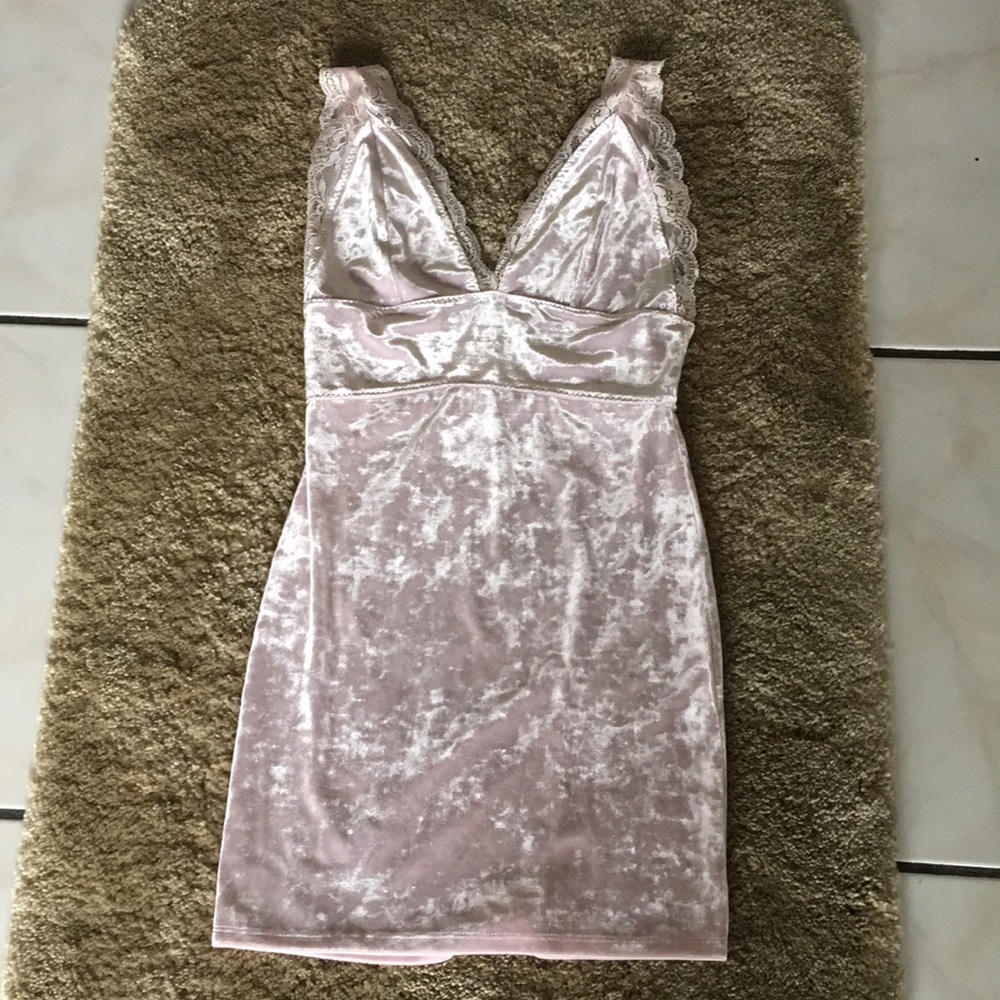 Free people velvet and lace pink dress
